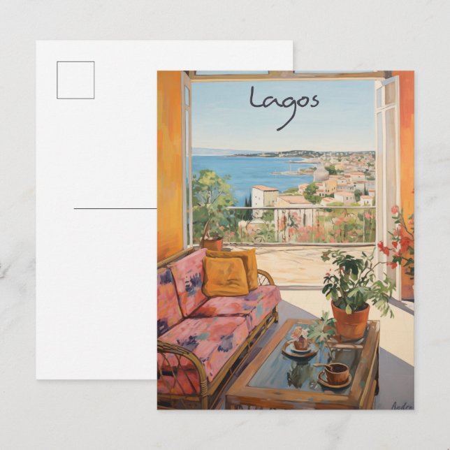 Lagos Nigeria Travel City Painting Aesthetic Postkarte (Vorne/Hinten)