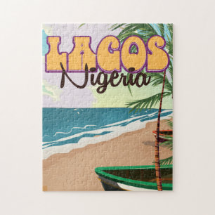 Lagos, Nigeria Vintage-Reiseplakat Puzzle