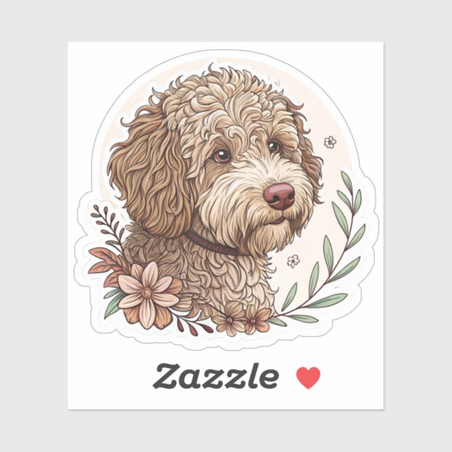 Lagotto Romagnolo | Cute Watercolor Dog with Truff Aufkleber (Blatt)
