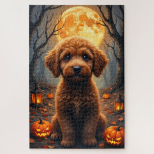 Lagotto Romagnolo Grusel Halloween-Porträt Kunst Puzzle