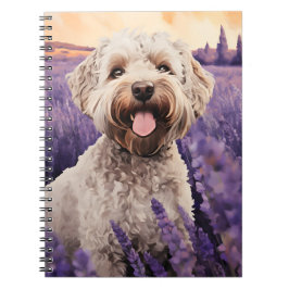 Lagotto Romagnolo in Lavender field Notizblock
