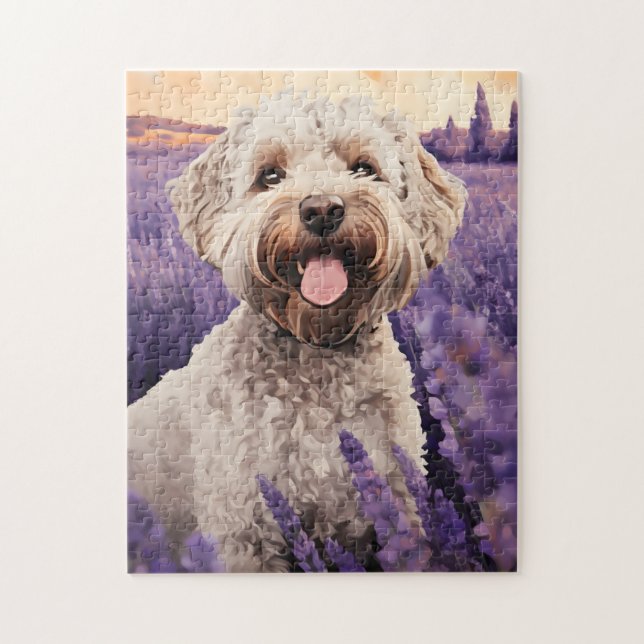 Lagotto Romagnolo in Lavender field Puzzle (Vertikal)