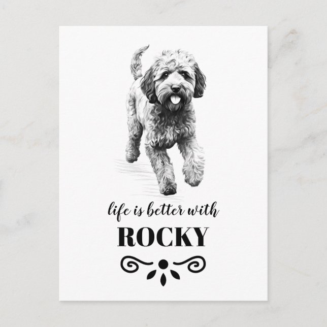 Lagotto Romagnolo Life ist besser Custom Dog Name Postkarte (Vorderseite)
