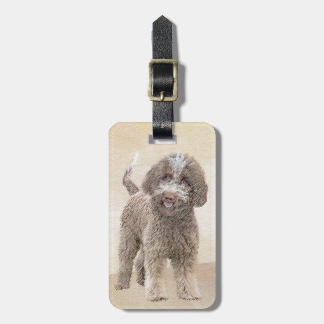 Lagotto Romagnolo Malerei - Niedliche Original Dog Gepäckanhänger (Vorderseite vertikal)