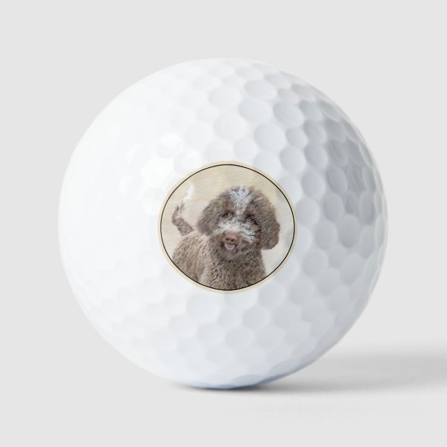 Lagotto Romagnolo Malerei - Niedliche Original Dog Golfball (Vorderseite)