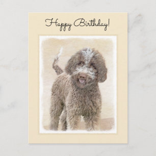 Lagotto Romagnolo Malerei - Niedliche Original Dog Postkarte