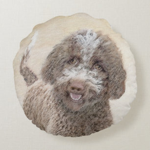 Lagotto Romagnolo Malerei - Niedliche Original Dog Rundes Kissen