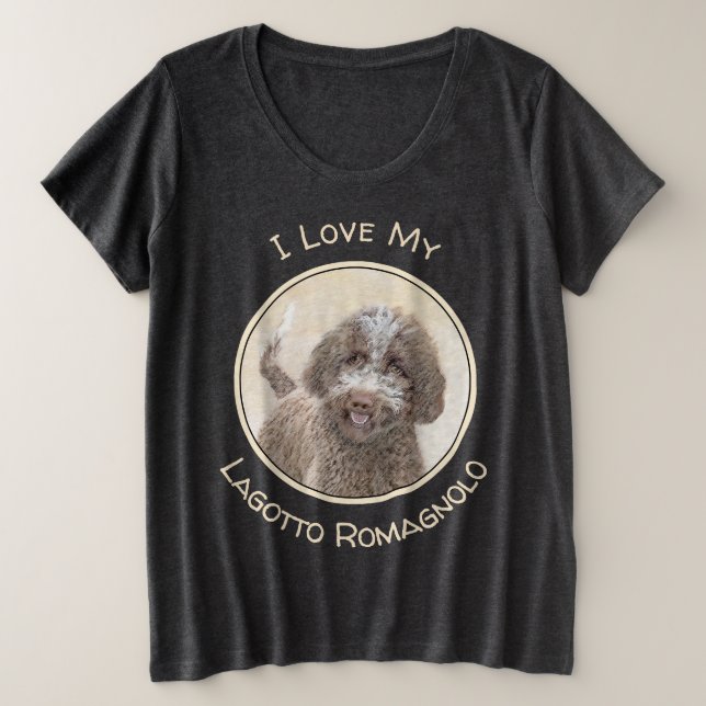 Lagotto Romagnolo Malerei - Niedliches Original Hu Große Größe T-Shirt (Design vorne)