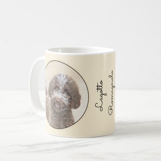 Lagotto Romagnolo Malerei - Niedliches Original Hu Kaffeetasse (Vorderseite Links)