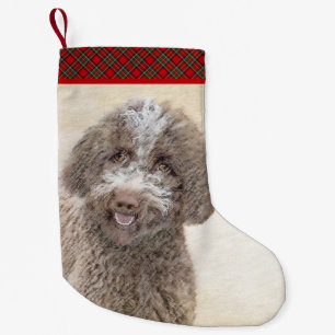 Lagotto Romagnolo Malerei - Niedliches Original Hu Kleiner Weihnachtsstrumpf