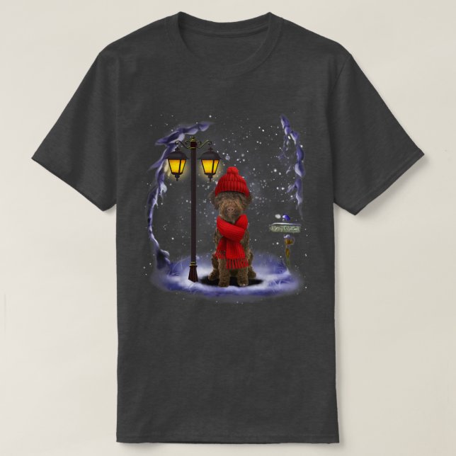 Lagotto Romagnolo Santa Snow Christmas Light Winte T-Shirt (Design vorne)