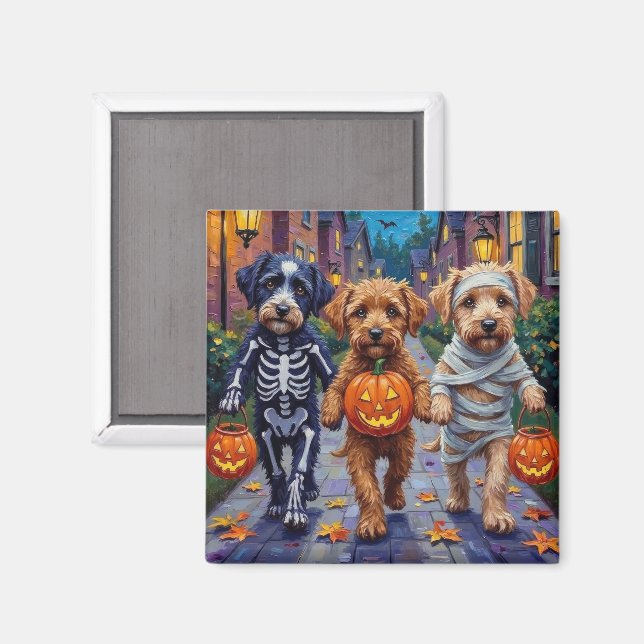 Lagotto Romagnolo Trick-or-Treating Halloween Magnet (Vorderseite/Rückseite)