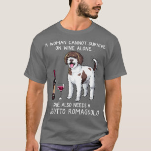 Lagotto Romagnolo und Wein Funny dog T-Shirt