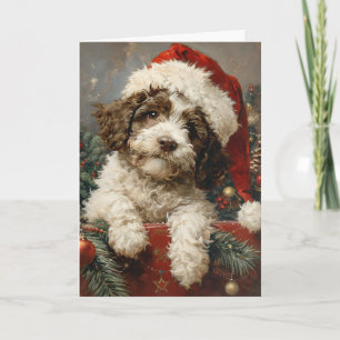 Lagotto Romagnolo Vintag personalisierte Weihnacht Feiertagskarte