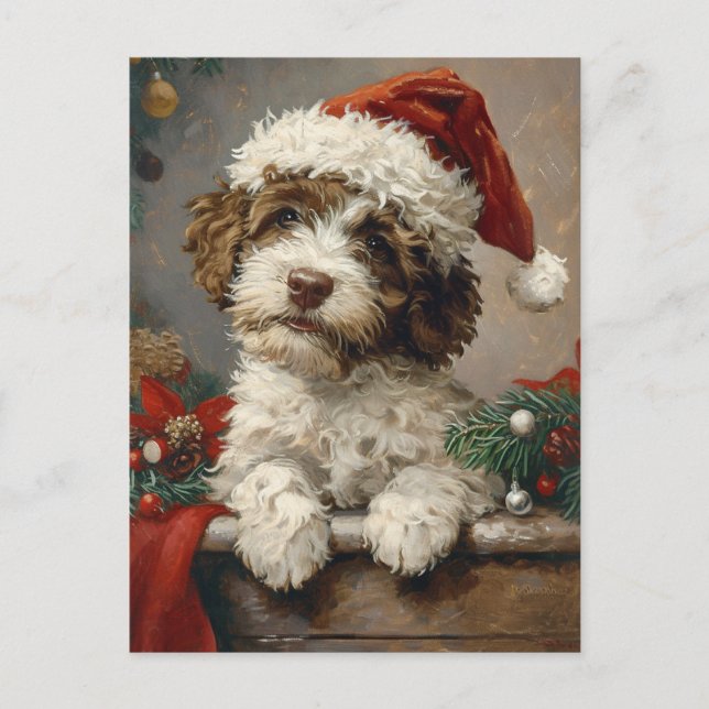Lagotto Romagnolo Weihnachten Postkarte (Vorderseite)