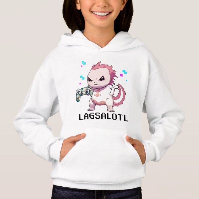 Lagsolotl Gaming Axolotl Girls Hoodie (Vorderseite)