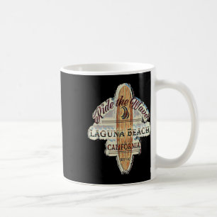 Laguna Beach abgenutztes Vintage Retro Surfbrett S Kaffeetasse