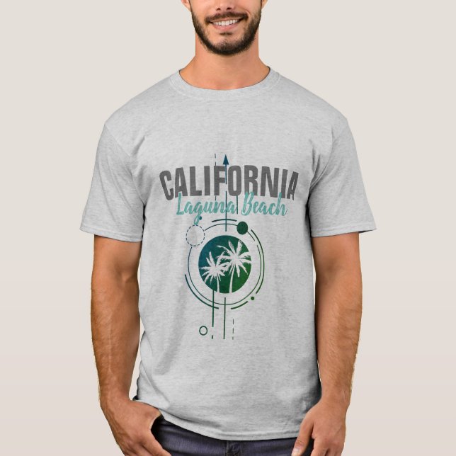 Laguna Beach California Geometric Palms T-Shirt (Vorderseite)