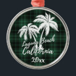 Laguna Beach California Palm Tree Green Kariert Ornament Aus Metall<br><div class="desc">Laguna Beach California Beach Palm Tree Green Karierte Ornament</div>