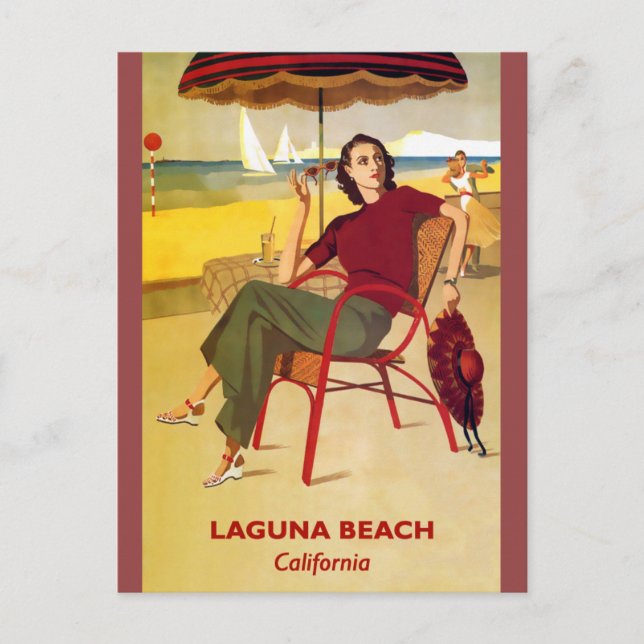 Laguna Beach California Vintage Travel Poster Postkarte (Vorderseite)