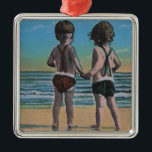 Laguna Beach, FL - Grüße von der Szene mit Kindern Ornament Aus Metall<br><div class="desc">Laguna Beach,  FL - Grüße von der Szene mit Kindern - Laguna Beach,  FL wurde im Jahre 1909 hergestellt. Dieses Bild stellt Szenen vom Laguna Beach,  FL dar.</div>