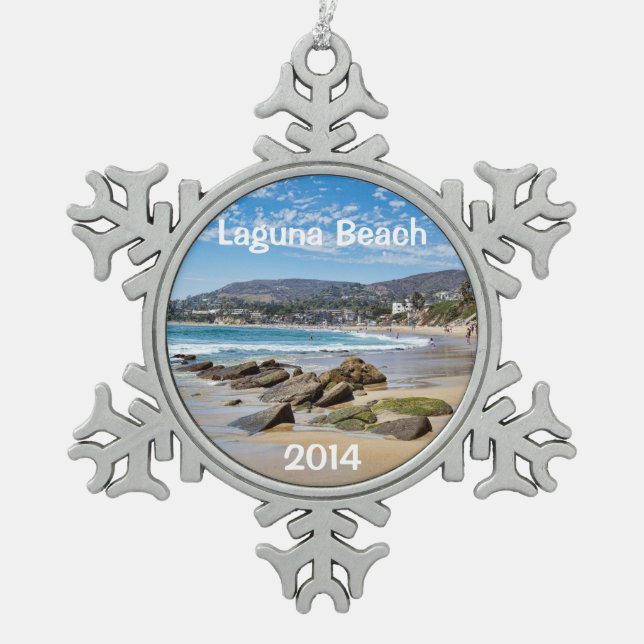 Laguna Beach Holiday Schneeflocken Zinn-Ornament (Vorderseite)