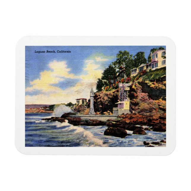 Laguna Beach, Kalifornien, Vintage Aussicht Magnet (Horizontal)