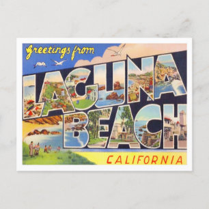 Laguna Beach, Kalifornien Vintage Große Buchstaben Postkarte