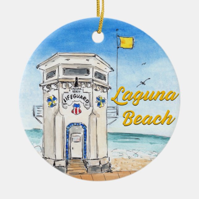 Laguna Beach Lifeguard Tower Ornament (Vorne)