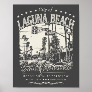 LAGUNA BEACH ORANGE KALIFORNIEN VINTAGE  POSTER