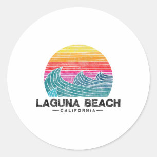 Laguna Beach Surfen Wellen Retro Kalifornien Sonne Runder Aufkleber