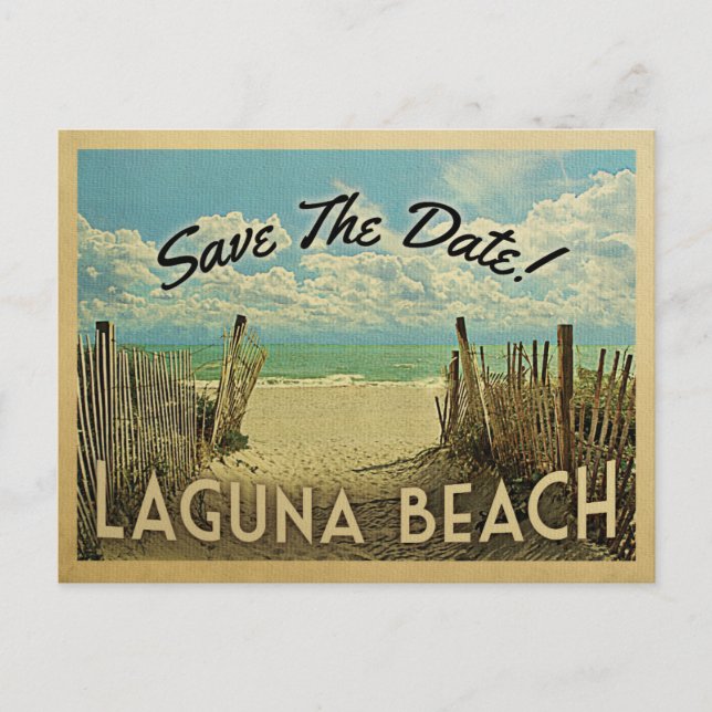 Laguna Beach Vintag Save the Date Ankündigungspostkarte (Vorderseite)