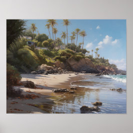 Laguna Beach Watercolor Art Print Poster