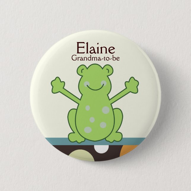 Laguna frog Name Tag Baby Duschtaste Button (Vorderseite)