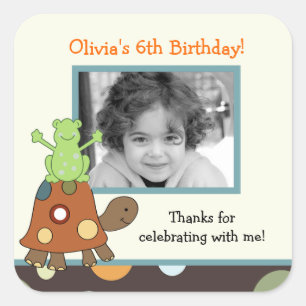 Laguna Frog & Turtle Foto SQUARE Gefälligkeitsaufk Quadratischer Aufkleber