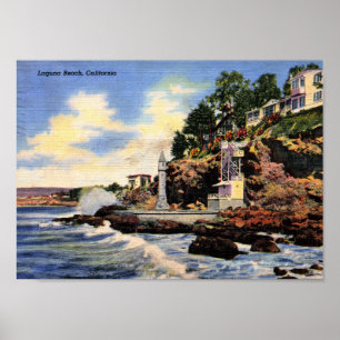 Laguna-Strand, Kalifornien, Vintage Ansicht Poster