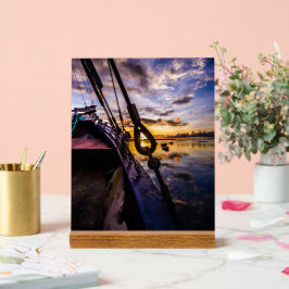 Lagune bei Tagesanbruch, bei Acrylschild