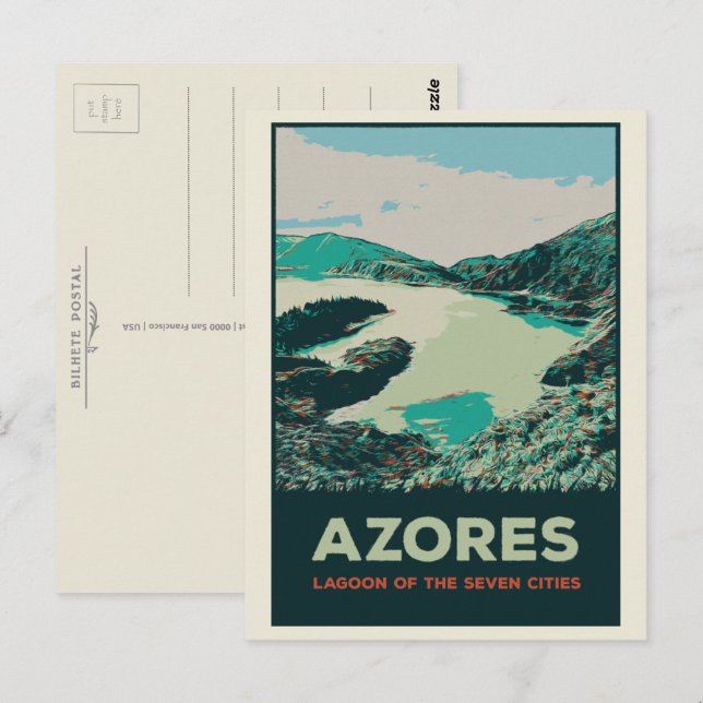 Lagune der Azoren von 7 Städten - Beispiel Portuga Postkarte (Vorne/Hinten)