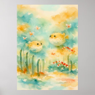 Lagunen-Meeresleben-Aquarell-Kunst Poster
