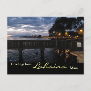 Lahaina City Lights - Sonnenuntergang Postkarte