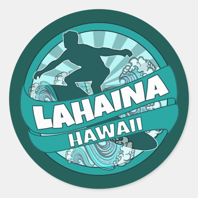 Lahaina Hawaii aquamarine Logo-Aufkleber Runder Aufkleber (Vorderseite)