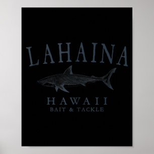 Lahaina Hawaii Hai vintage Schiefer Kunst Angeln Poster