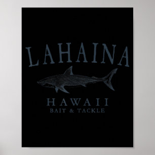 Lahaina Hawaii Hai vintage Schiefer Kunst Angeln Poster