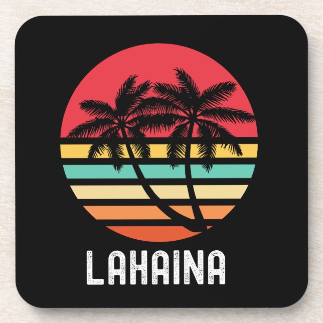 Lahaina Hawaii Vintag 70er Retro Design Getränkeuntersetzer (Vorderseite)