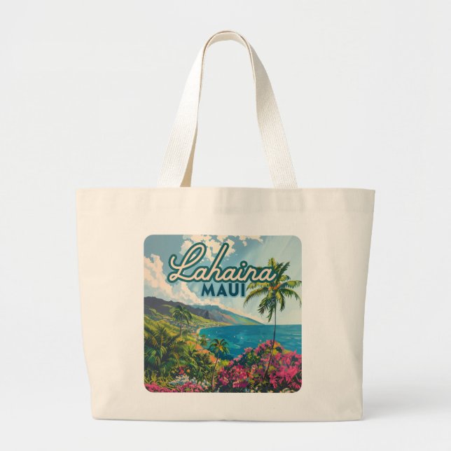 Lahaina Maui Hawaii Beach Coast Retro Jumbo Stoffbeutel (Vorne)