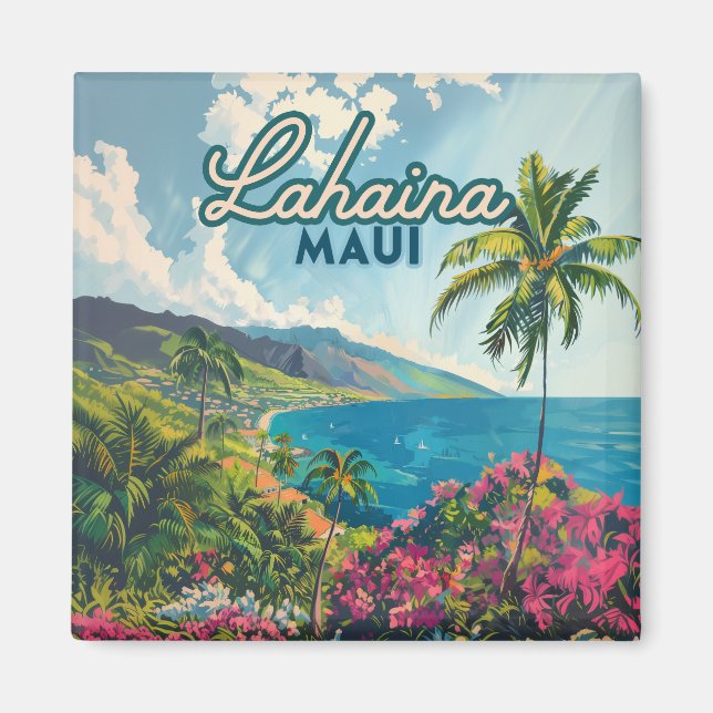 Lahaina Maui Hawaii Beach Coast Retro Magnet (Vorne)