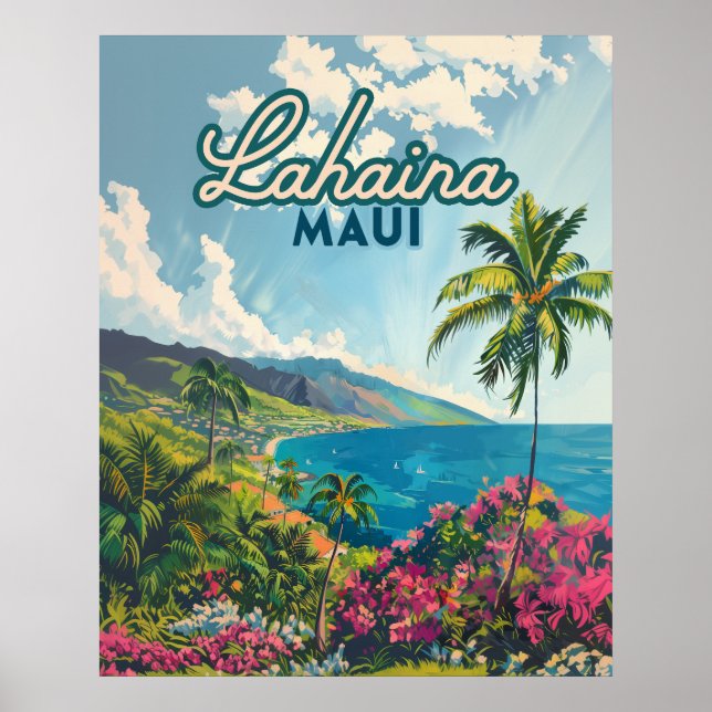 Lahaina Maui Hawaii Beach Coast Retro Poster (Vorne)