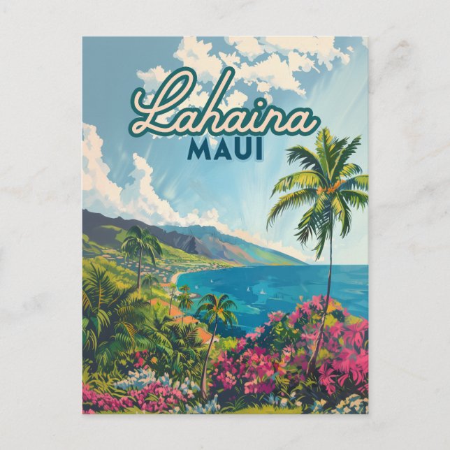 Lahaina Maui Hawaii Beach Coast Retro Postkarte (Vorderseite)