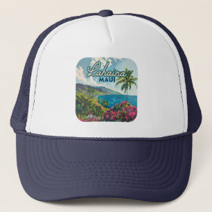 Lahaina Maui Hawaii Beach Coast Retro Truckerkappe