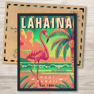 Lahaina Maui Hawaii Retro Flamingo Souvenir 1950s Postkarte